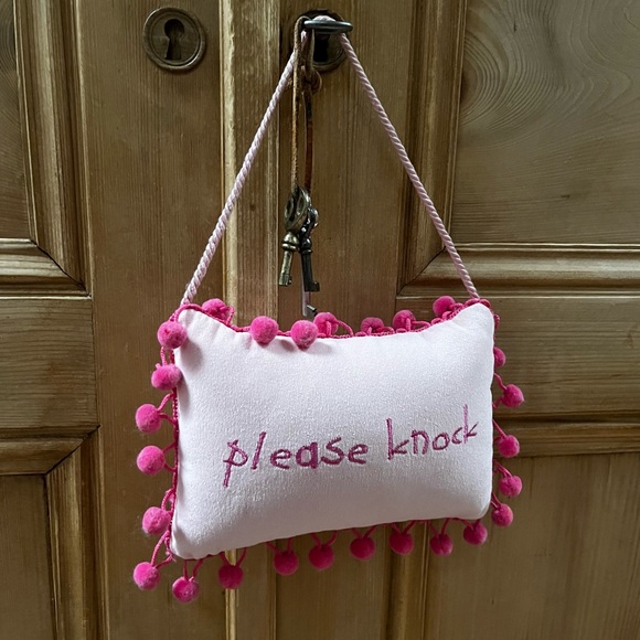Please Knock Velvet Hanging Pillow - Picture 3 of 5